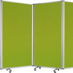 Green Rolling Three Panel Room Divider Screen - Homeroots