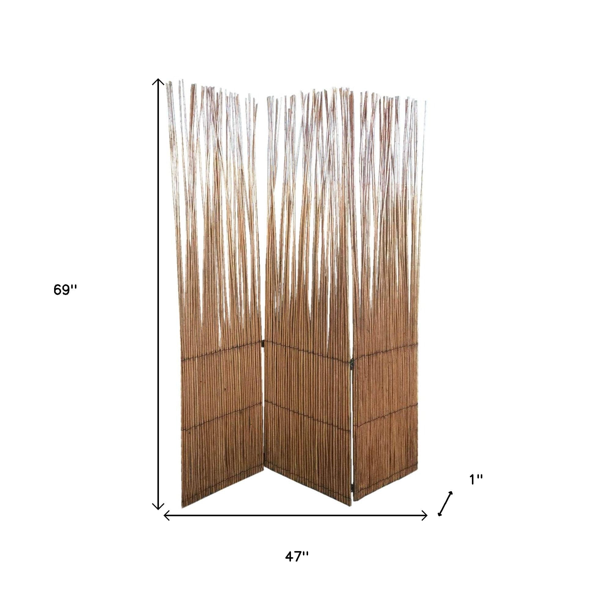 Three Panel Natural Willow Room Divider Screen - Homeroots