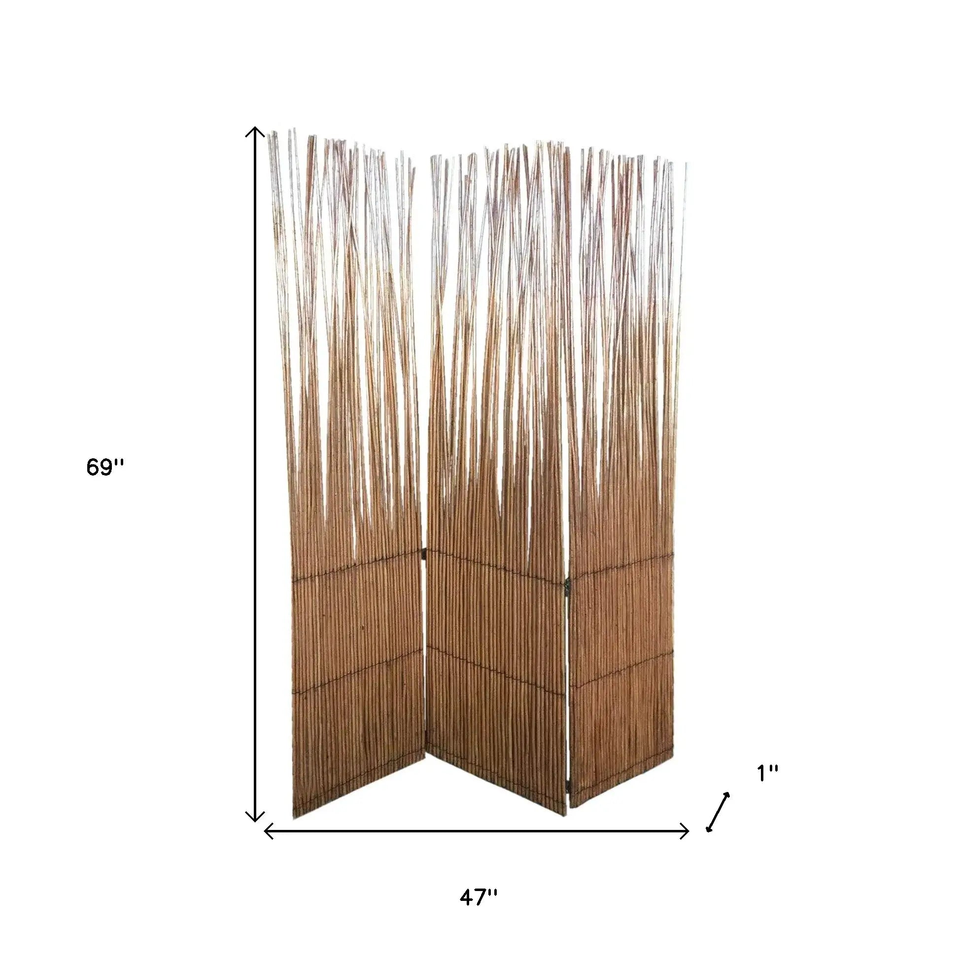 Three Panel Natural Willow Room Divider Screen - Homeroots - Flyclothing LLC