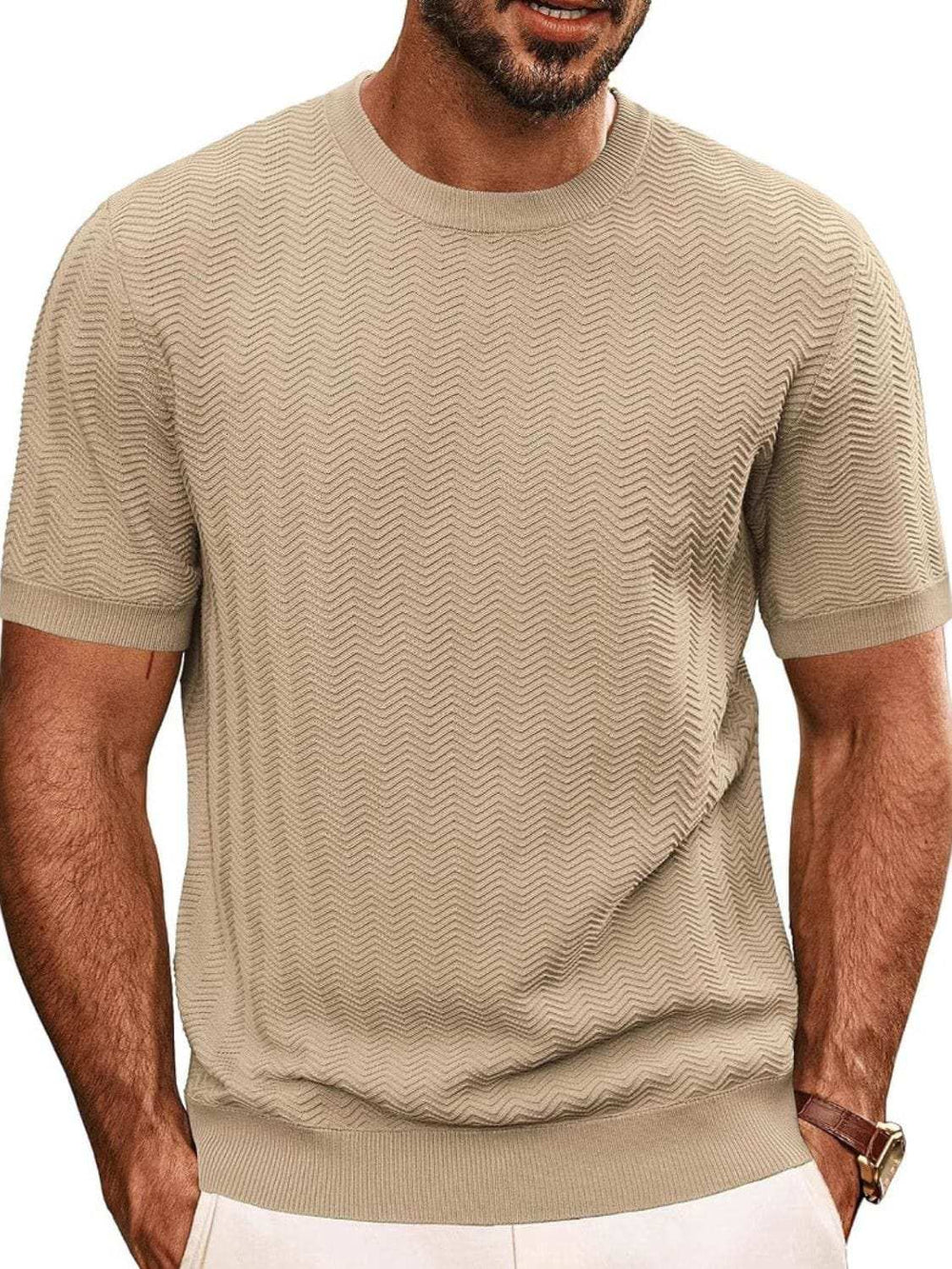 Men's Full Size Round Neck Short Sleeve T-Shirt Plus Size - Trendsi - Flyclothing LLC