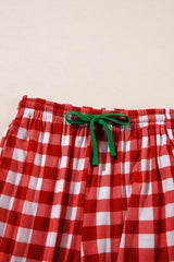 Plaid Collared Neck Long Sleeve Top and Pants Set - Trendsi - Flyclothing LLC