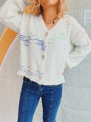 Button Up Long Sleeve Cardigan - Trendsi