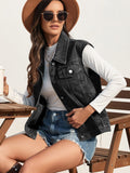 Pocketed Button Up Hooded Denim Jacket - Trendsi