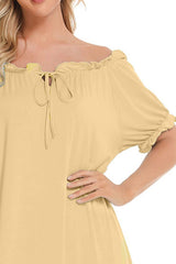 Lace Detail Short Sleeve Lounge Dress - Trendsi - Flyclothing LLC