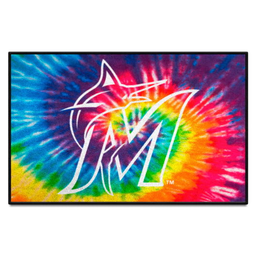 Miami Marlins Tie Dye Starter Mat Accent Rug - 19in. x 30in. - Miami Marlins