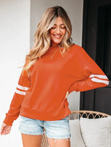 Stripe Round Neck Long Sleeve Sweatshirt - Trendsi - Flyclothing LLC