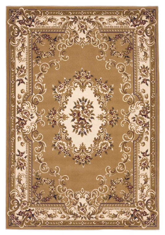 8' X 11' Beige Ivory Machine Woven Hand Carved Floral Medallion Indoor Area Rug - Homeroots - Flyclothing LLC