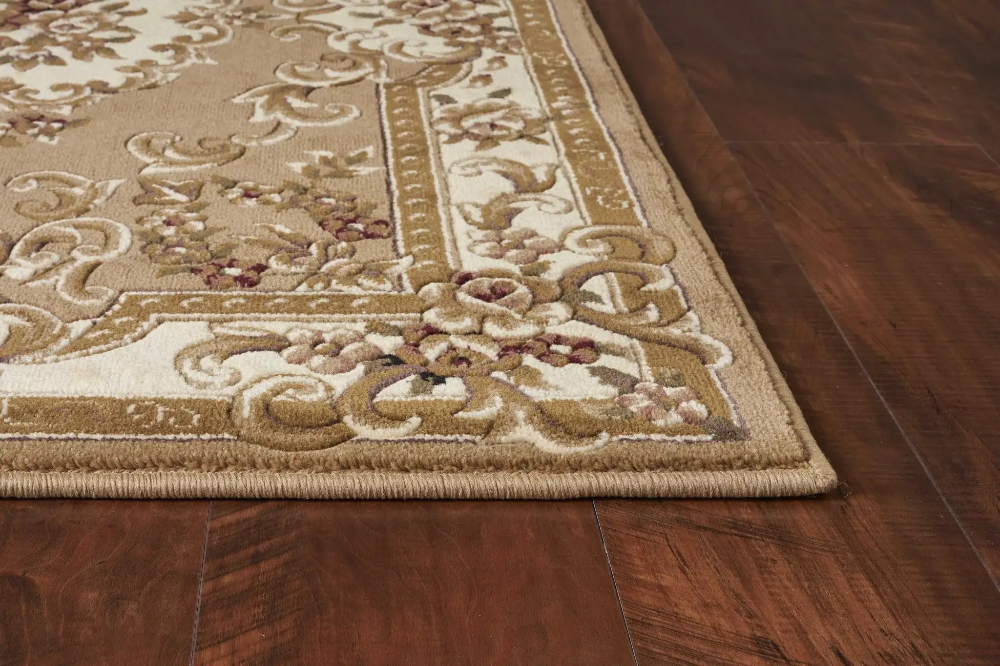8' X 11' Beige Ivory Machine Woven Hand Carved Floral Medallion Indoor Area Rug - Homeroots - Flyclothing LLC