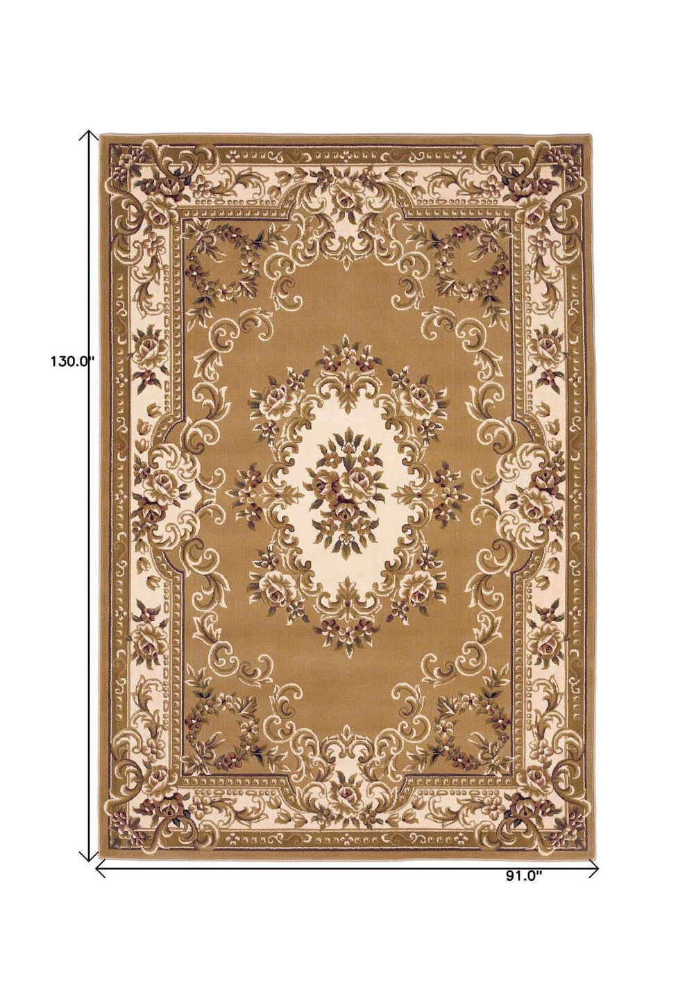 8' X 11' Beige Ivory Machine Woven Hand Carved Floral Medallion Indoor Area Rug - Homeroots - Flyclothing LLC