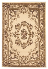 8' X 11' Ivory Machine Woven Hand Carved Floral Medallion Indoor Area Rug - Homeroots - Flyclothing LLC