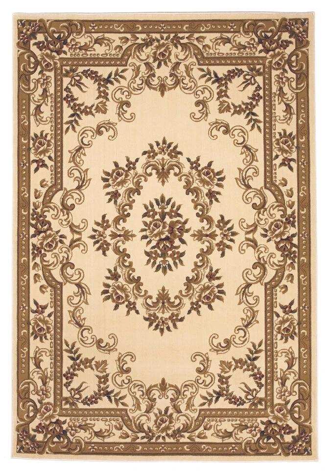 8' X 11' Ivory Machine Woven Hand Carved Floral Medallion Indoor Area Rug - Homeroots - Flyclothing LLC