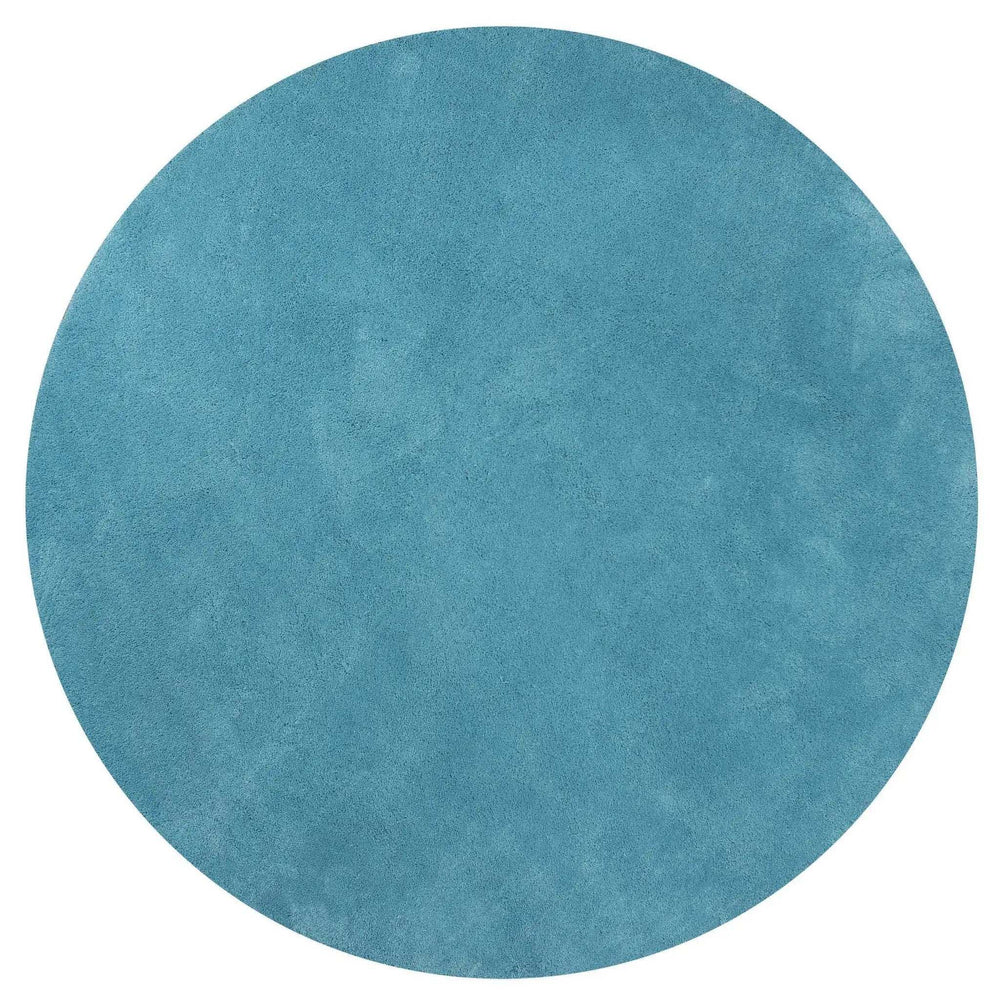 8' Round Polyester Highlighter Blue Area Rug - Homeroots - Flyclothing LLC