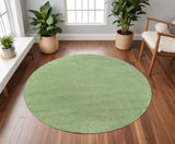 8' Green Round Hand Woven Area Rug - Homeroots