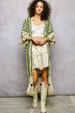 POL Striped and Floral Pattern Crochet Longline Cardigan - Trendsi - Flyclothing LLC