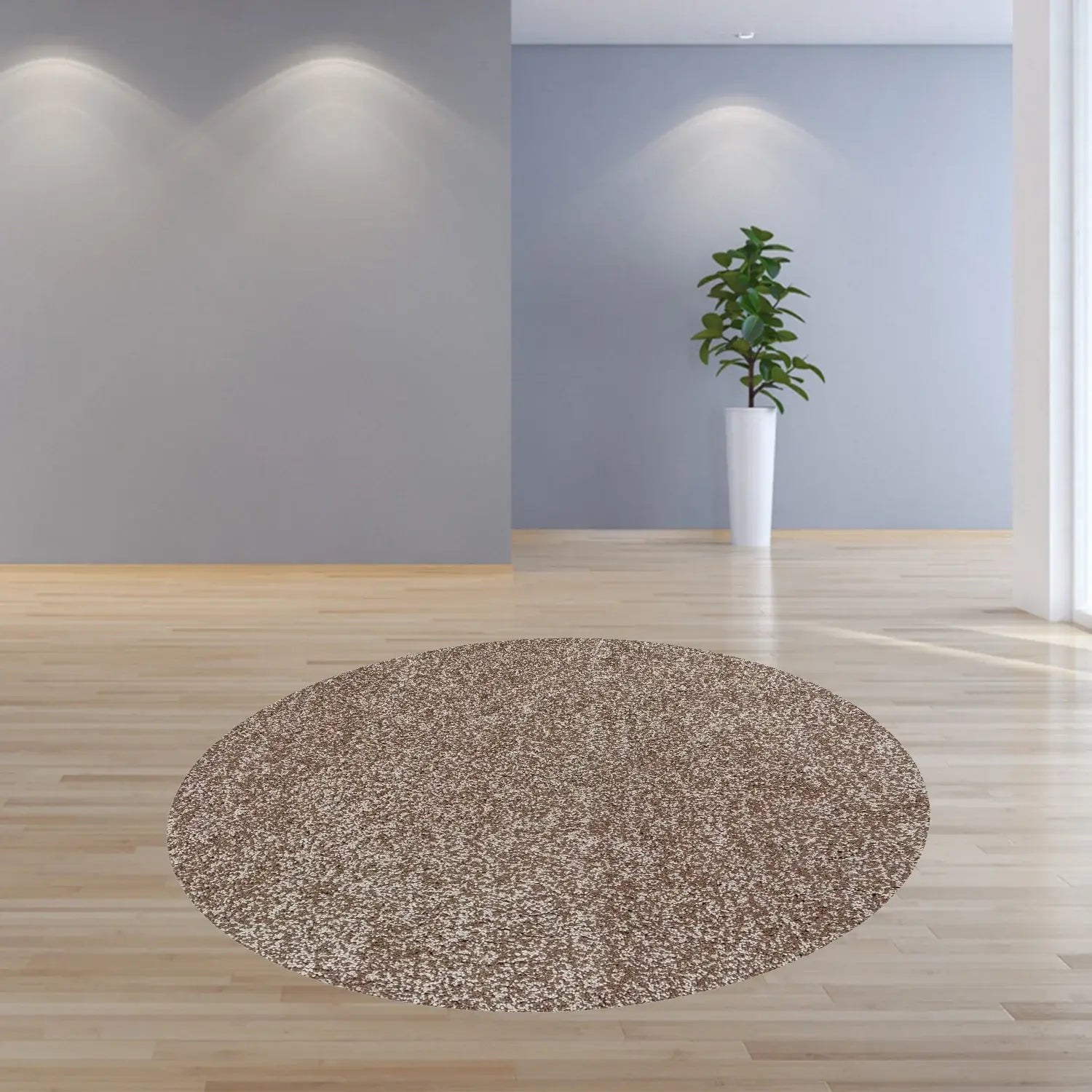 8' Beige Heather Round Indoor Shag Rug - Homeroots - Flyclothing LLC
