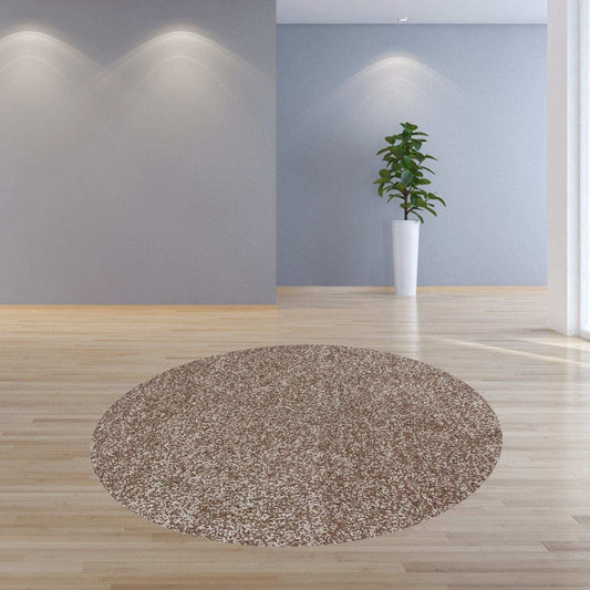 8' Beige Heather Round Indoor Shag Rug - Homeroots - Flyclothing LLC