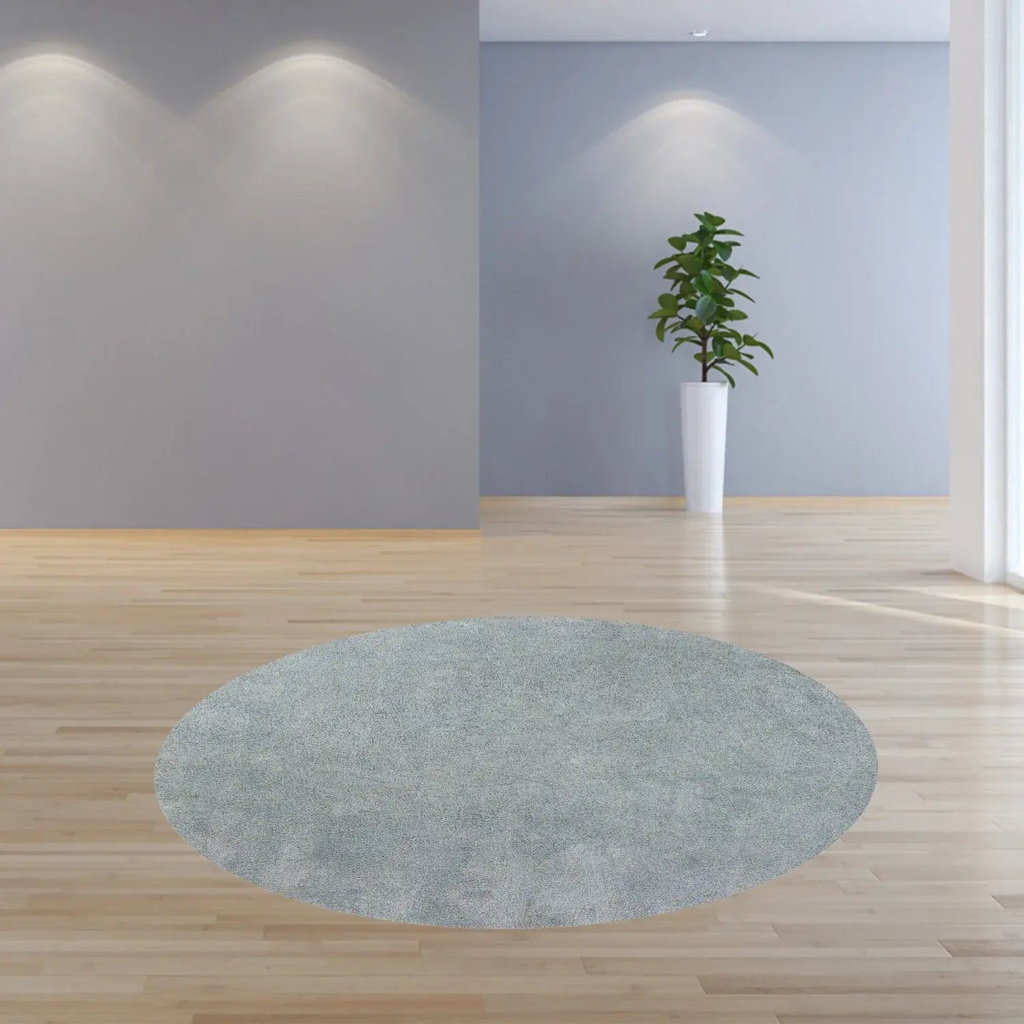 8' Round Polyester Blue Heather Area Rug - Homeroots - Flyclothing LLC