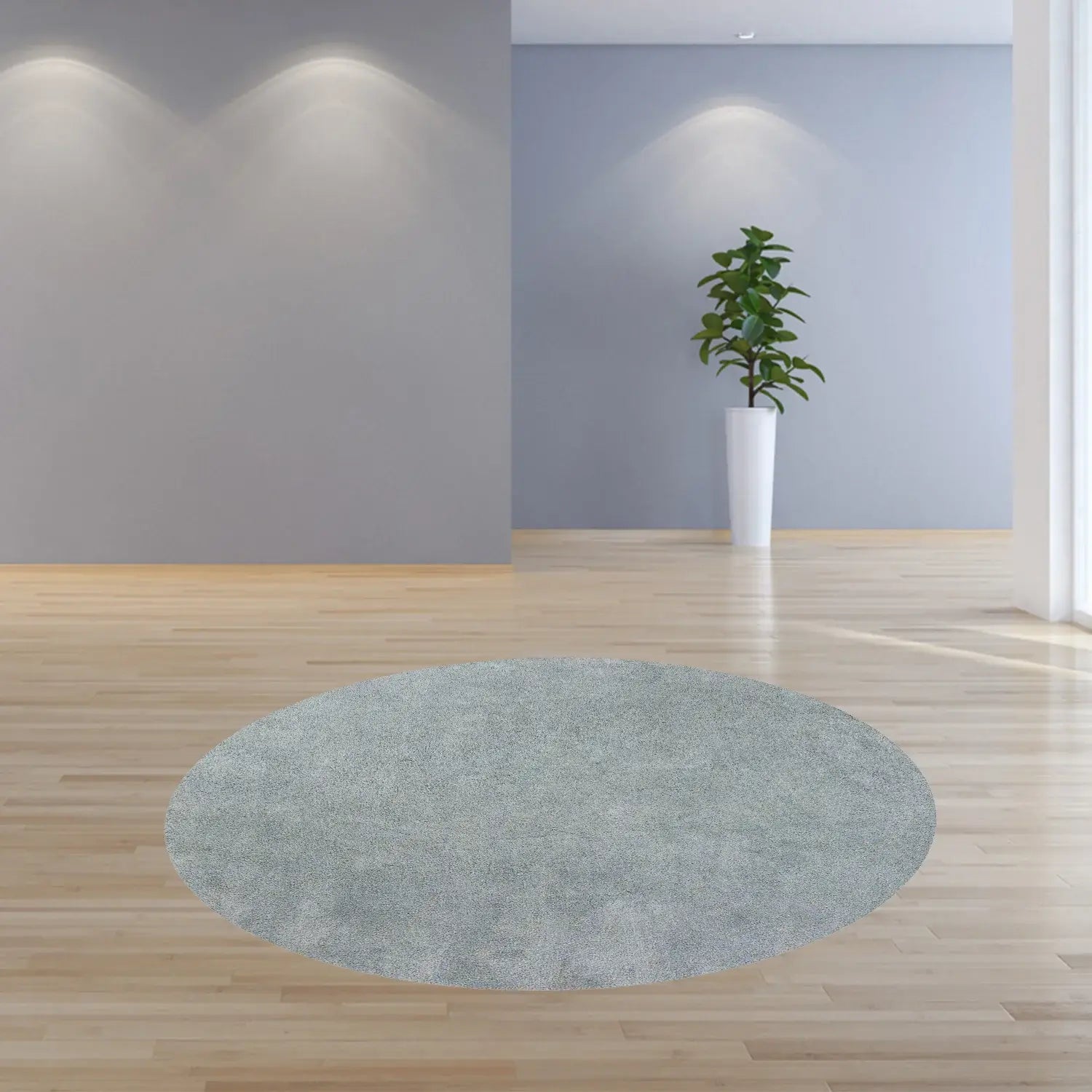 8' Round Polyester Blue Heather Area Rug - Homeroots - Flyclothing LLC