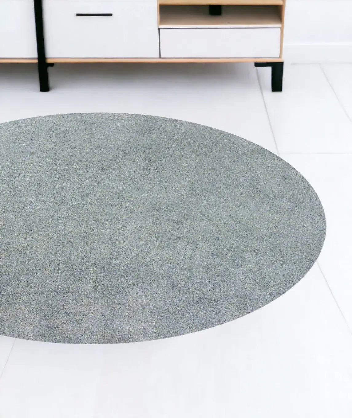 8' Round Polyester Blue Heather Area Rug - Homeroots - Flyclothing LLC