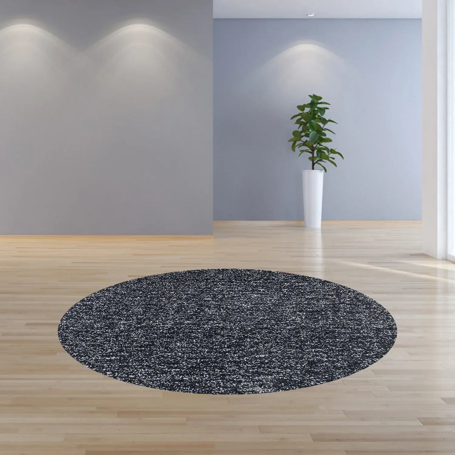 8' Black Heather Round Indoor Shag Rug - Homeroots - Flyclothing LLC