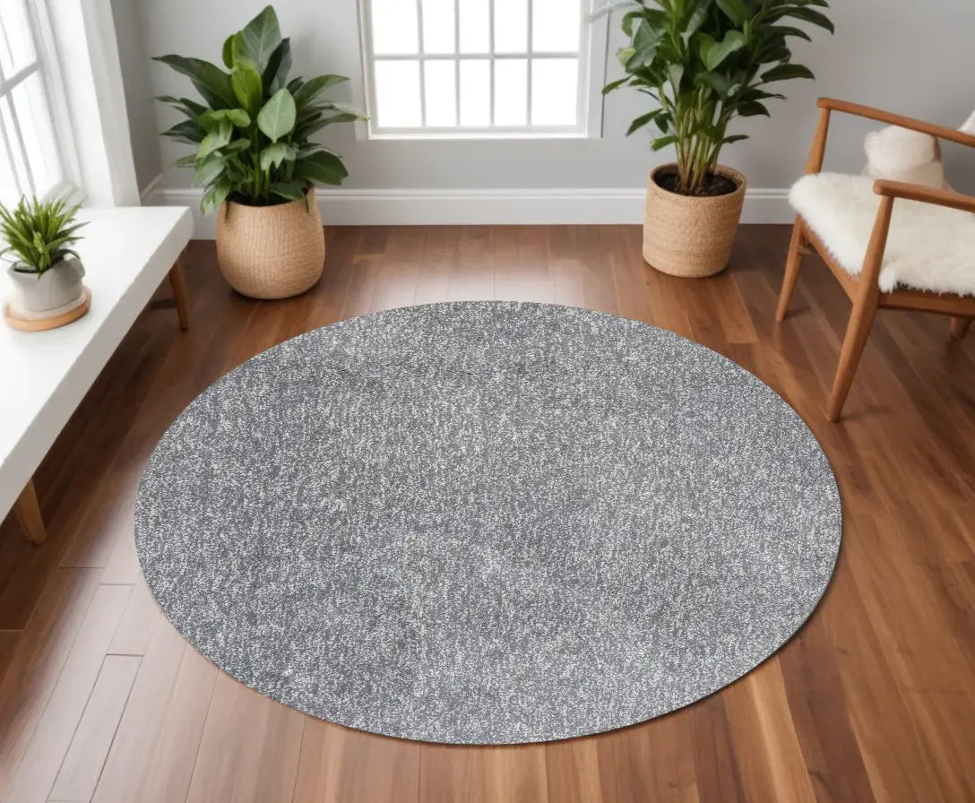 8' Gray Round Hand Woven Area Rug - Homeroots - Flyclothing LLC