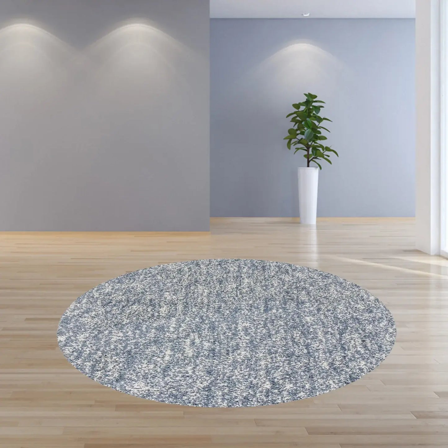 8' Slate Grey Heather Round Indoor Shag Rug - Homeroots - Flyclothing LLC
