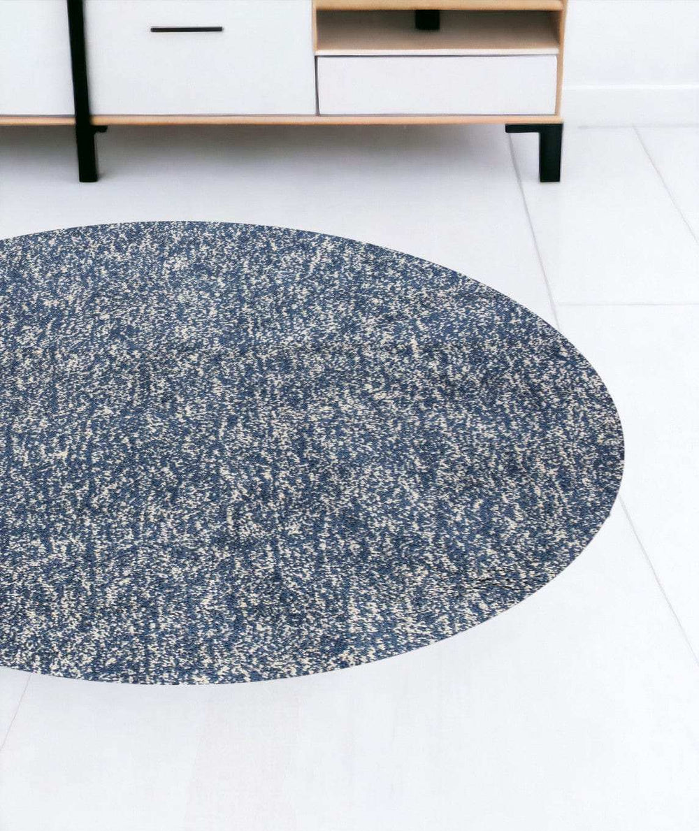 8' Indigo Ivory Heather Round Indoor Shag Rug - Homeroots - Flyclothing LLC
