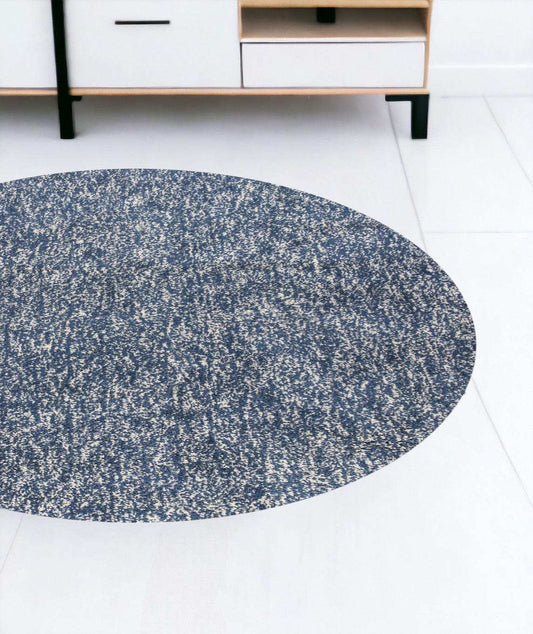 8' Indigo Ivory Heather Round Indoor Shag Rug - Homeroots - Flyclothing LLC