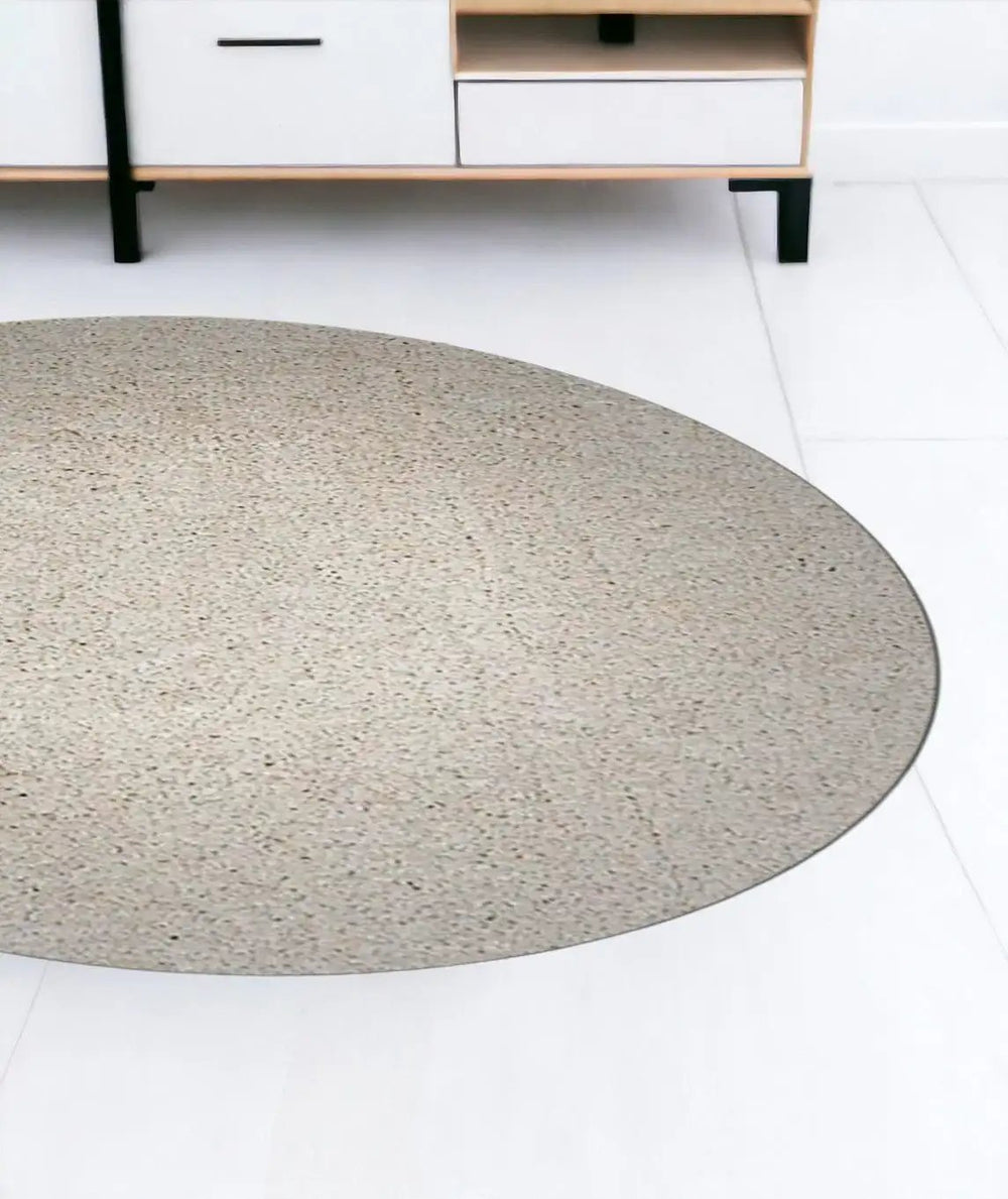 8' Round  Polyester Ivory  Area Rug - Homeroots