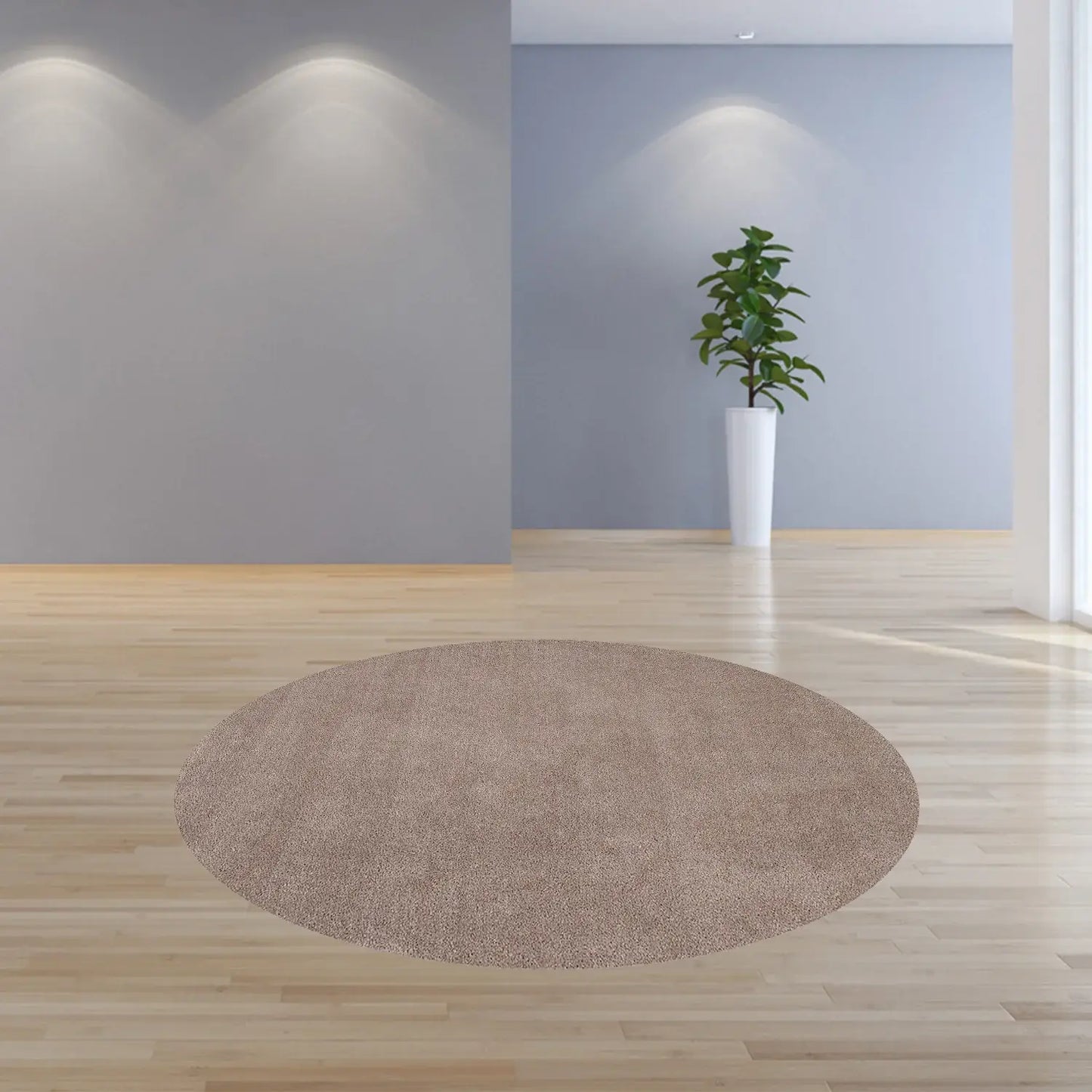 8' Beige Round Indoor Shag Rug - Homeroots - Flyclothing LLC