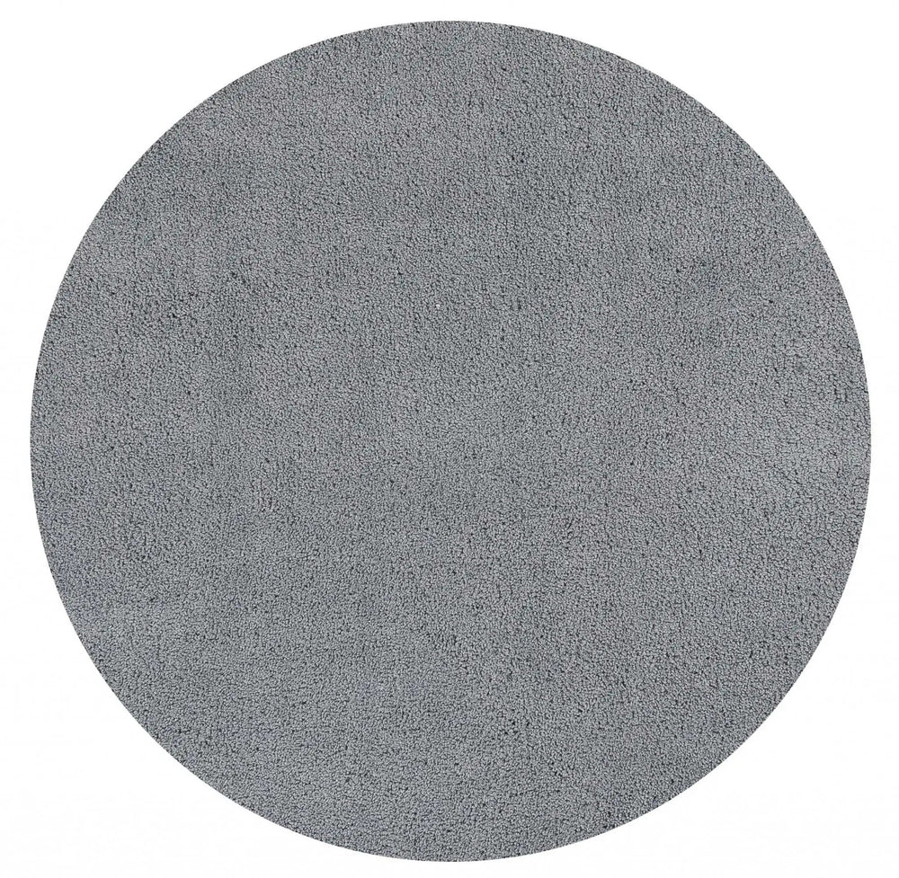 8' Round  Polyester Grey Area Rug - Homeroots
