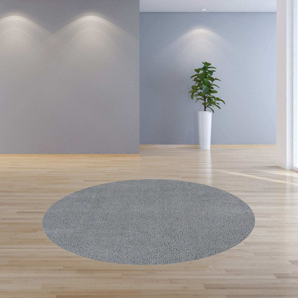 8' Round Polyester Grey Area Rug - Homeroots - Flyclothing LLC