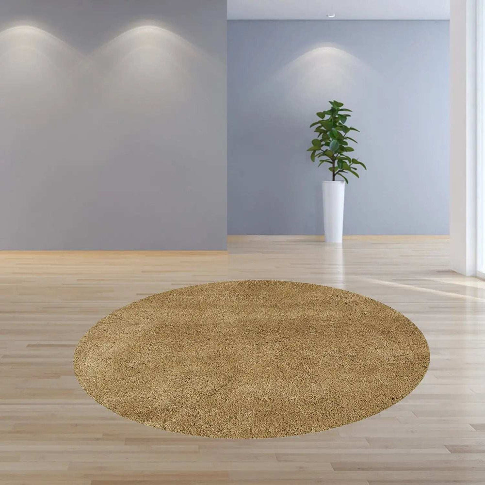 8' Round Polyester Gold Area Rug - Homeroots - Flyclothing LLC