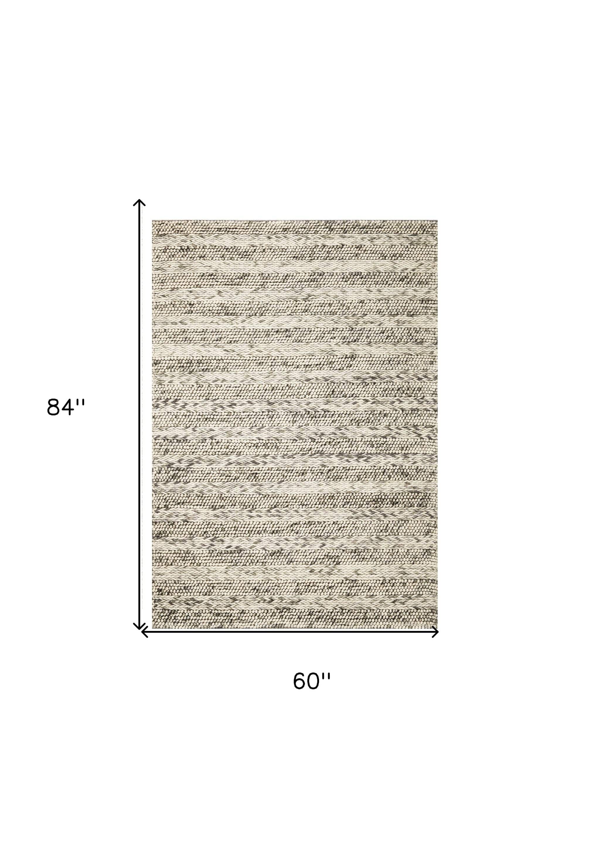 5' X 7' Wool Grey Area Rug - Homeroots - Flyclothing LLC