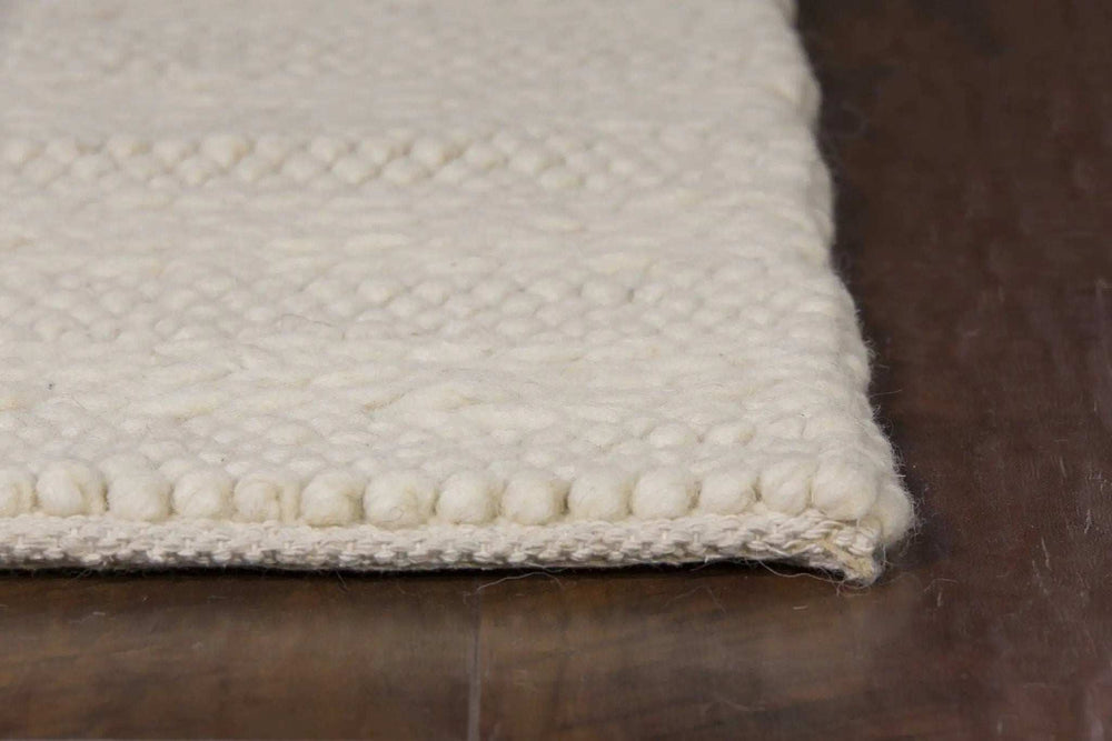5' X 7' White Ivory Hand Woven Knobby Cornish Stripe Indoor Area Rug - Homeroots - Flyclothing LLC