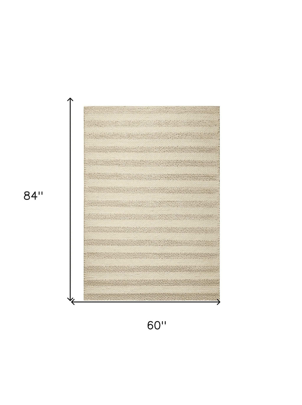 5' X 7' White Ivory Hand Woven Knobby Cornish Stripe Indoor Area Rug - Homeroots - Flyclothing LLC