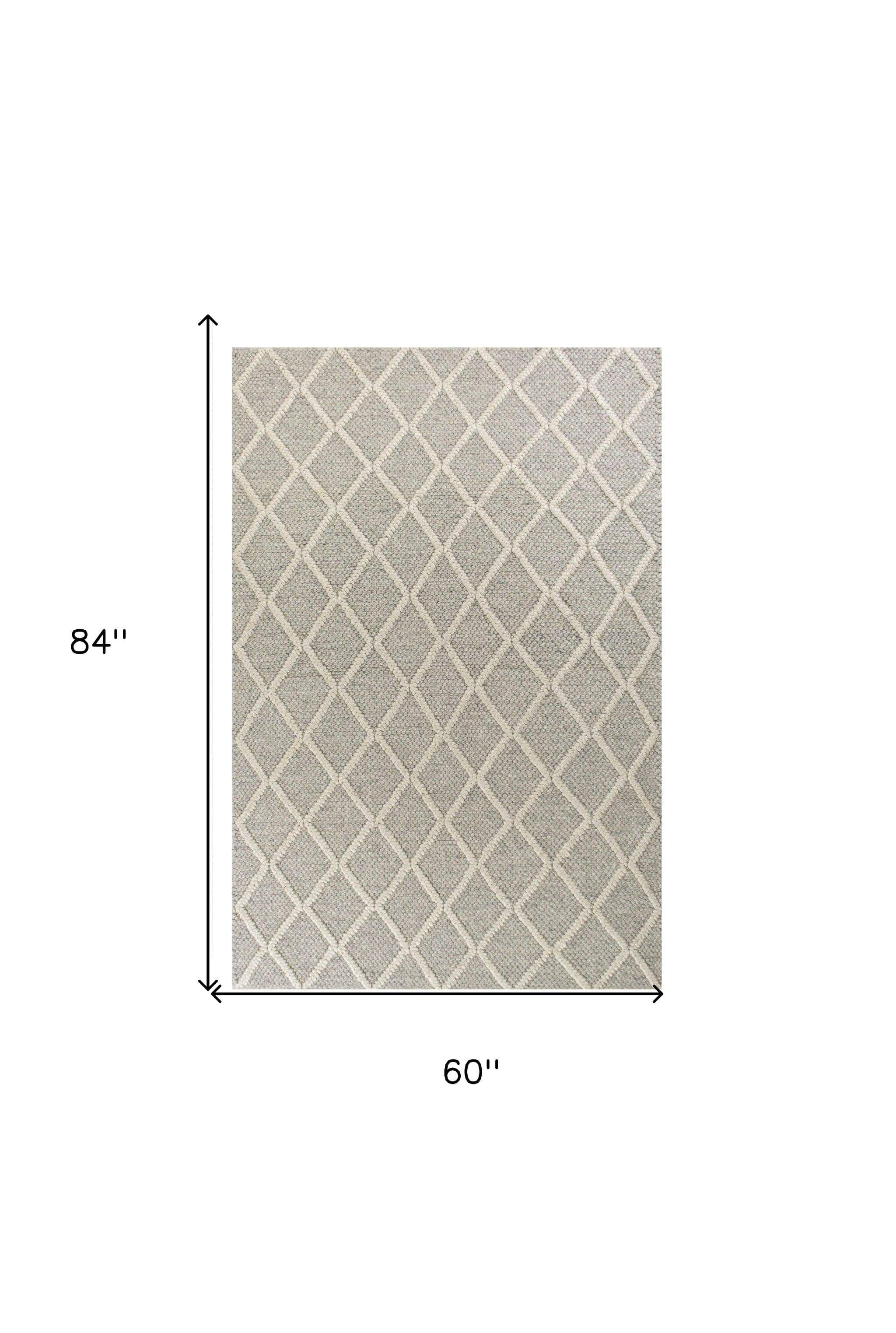5' X 7' Wool Grey Area Rug - Homeroots - Flyclothing LLC