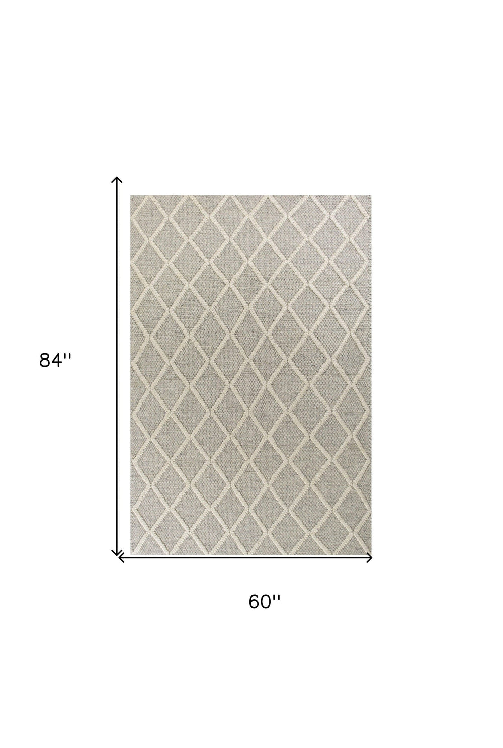 5' X 7'  Wool Grey Area Rug - Homeroots