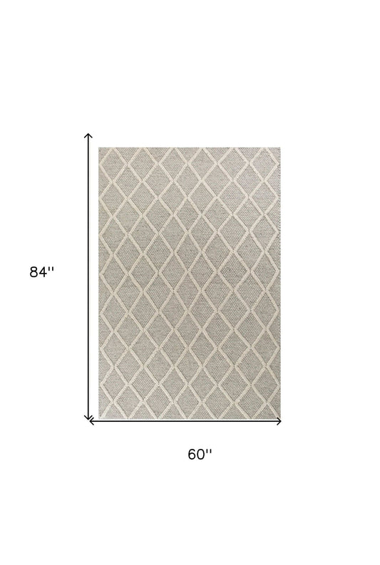 5' X 7' Wool Grey Area Rug - Homeroots - Flyclothing LLC