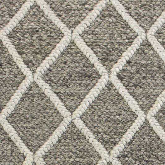 5' X 7' Dark Gray and Ivory Wool Diamond Hand Woven Berber Area Rug - Homeroots - Flyclothing LLC