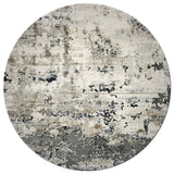 8' Ivory Teal Machine Woven Abstract Round Indoor Area Rug - Homeroots - Flyclothing LLC