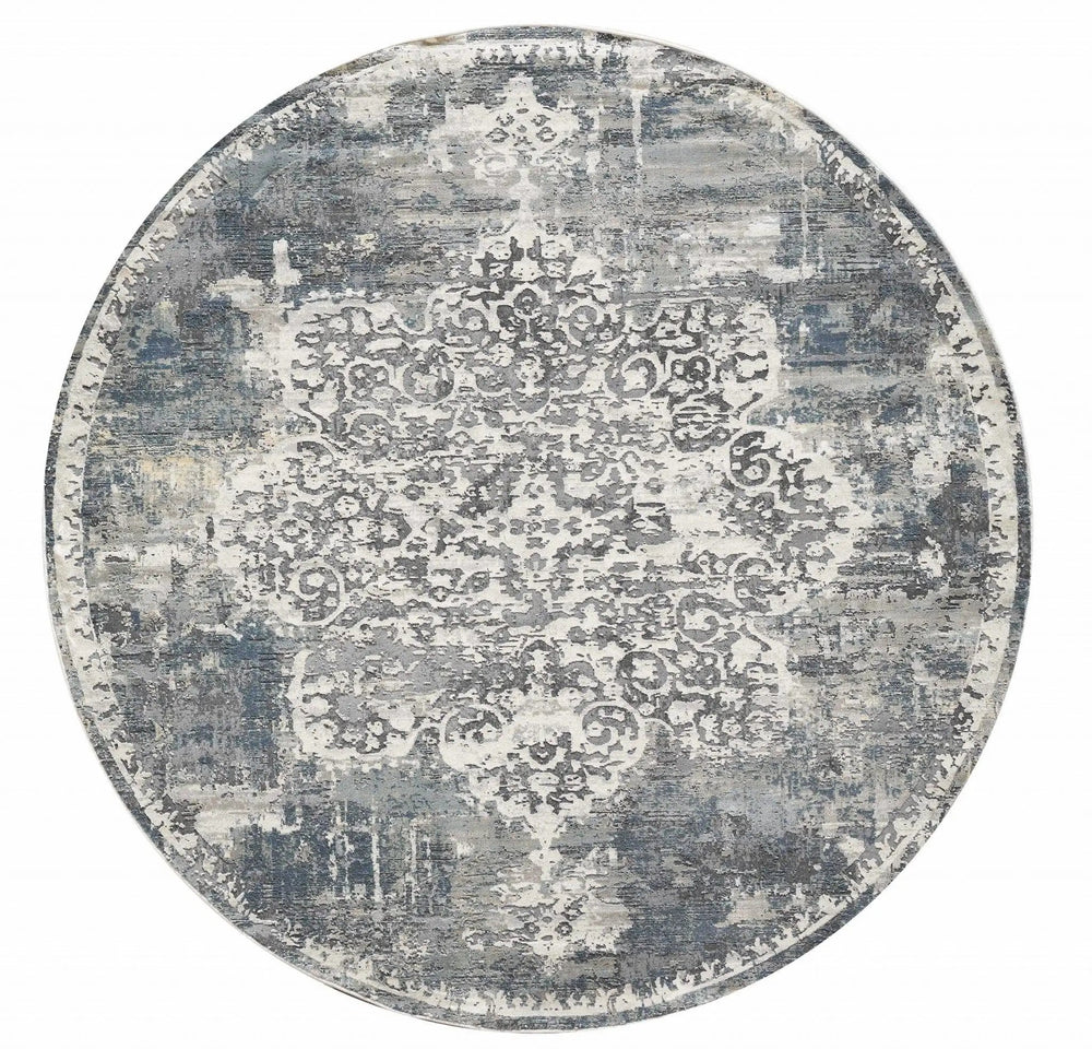 7' Round Polyester Ivory Area Rug - Homeroots