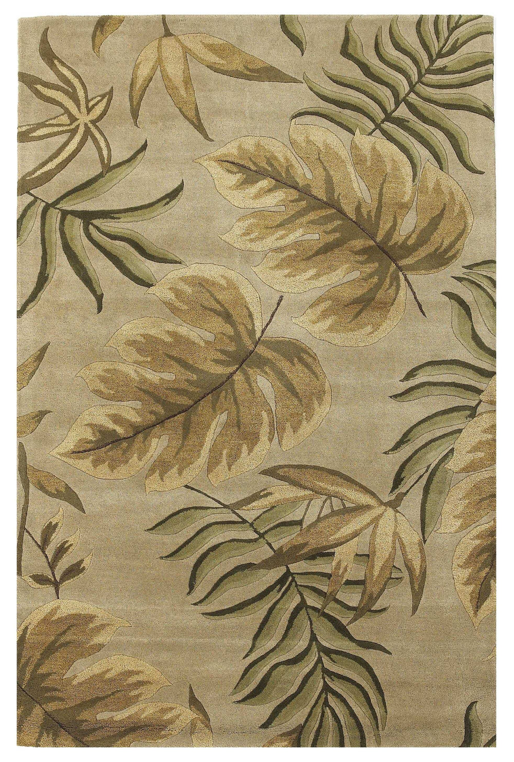 5' X 8' Sand Beige Hand Tufted Tropical Leaves Indoor Area Rug - Homeroots - Flyclothing LLC