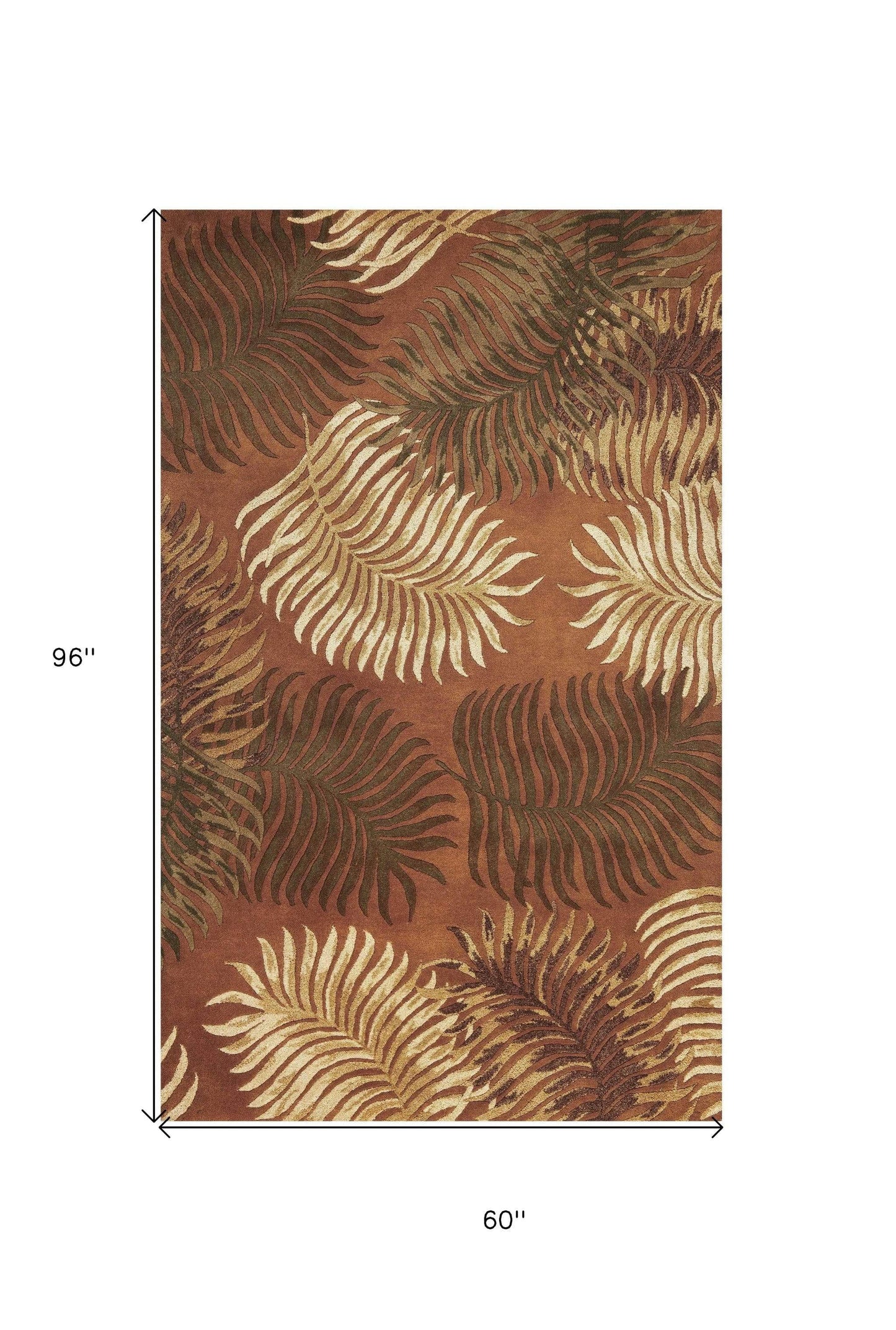5' X 8' Wool Rust Area Rug - Homeroots - Flyclothing LLC