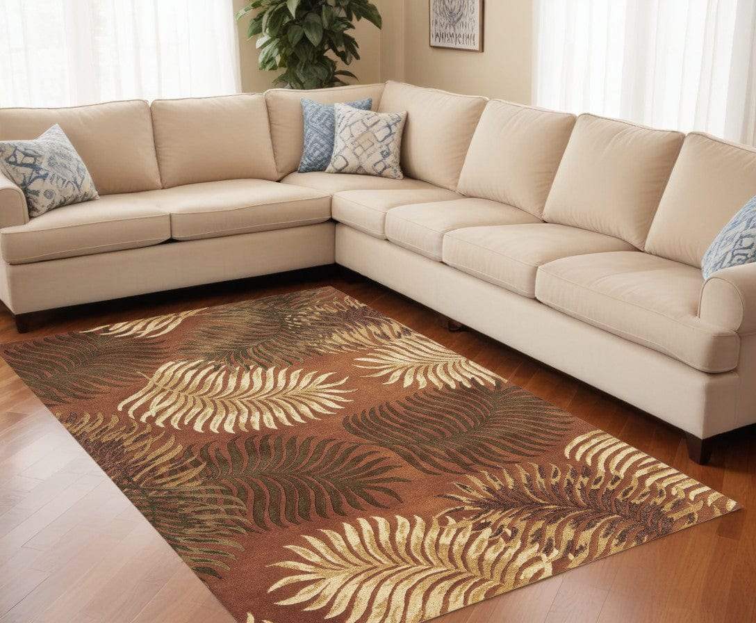 5' X 8' Wool Rust Area Rug - Homeroots - Flyclothing LLC