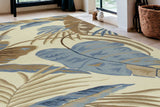 5' X 8' Ivory and Blue Wool Tropical Botanical Hand Tufted Area Rug - Homeroots