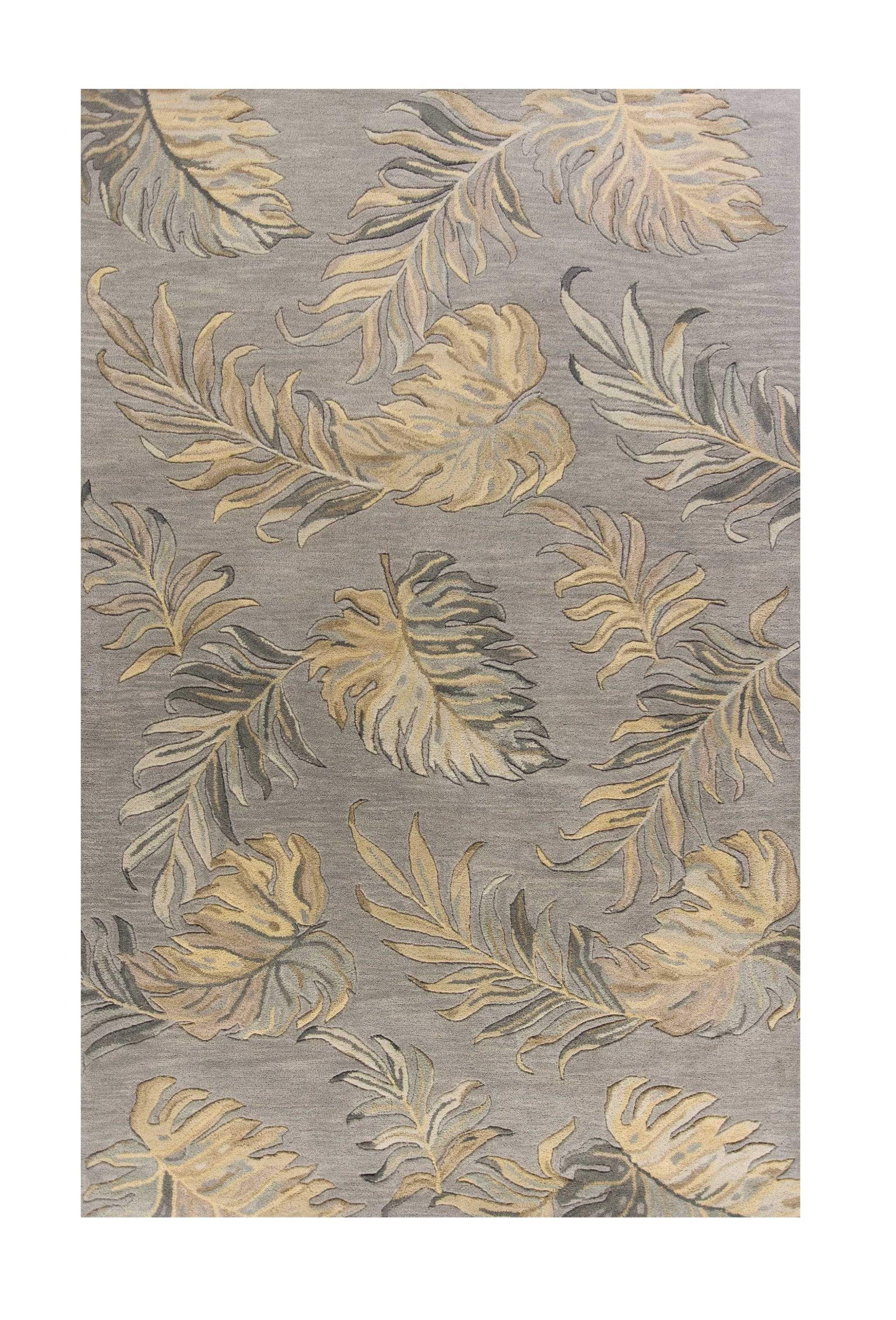 5' X 8' Grey Hand Tufted Tropical Palms Indoor Area Rug - Homeroots - Flyclothing LLC