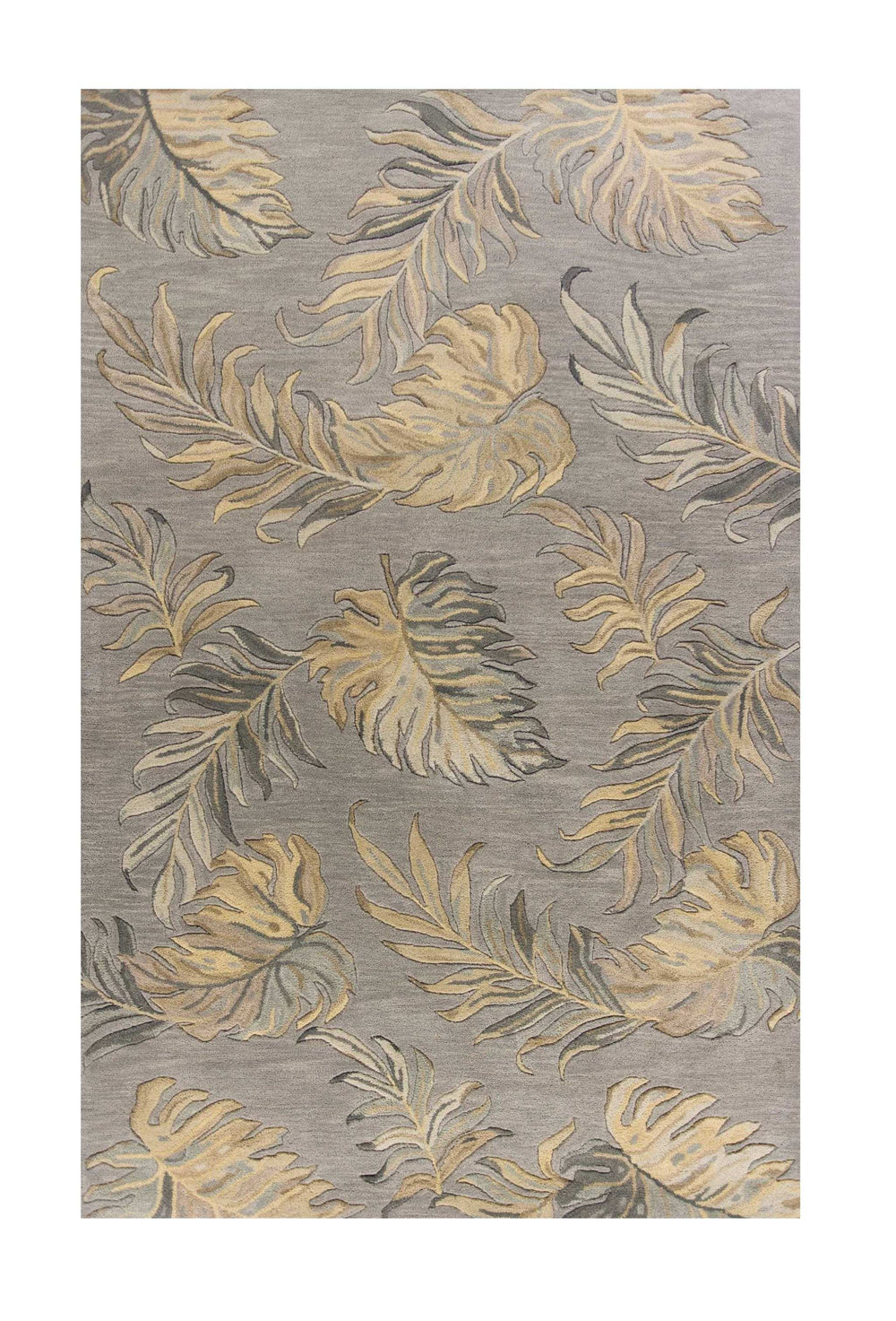 5' X 8' Grey Hand Tufted Tropical Palms Indoor Area Rug - Homeroots - Flyclothing LLC