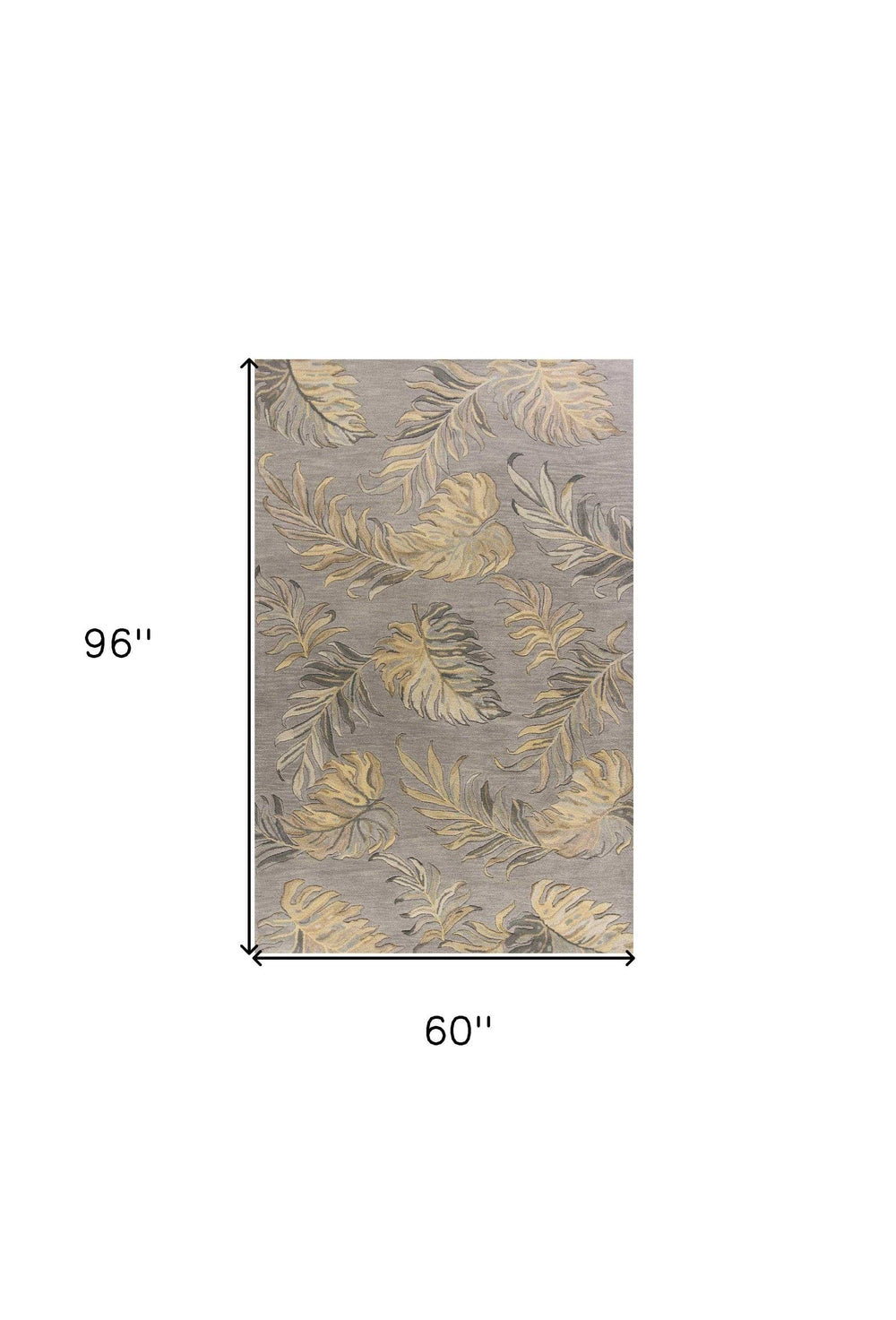 5' X 8' Grey Hand Tufted Tropical Palms Indoor Area Rug - Homeroots - Flyclothing LLC