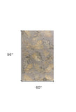5' X 8' Grey Hand Tufted Tropical Palms Indoor Area Rug - Homeroots